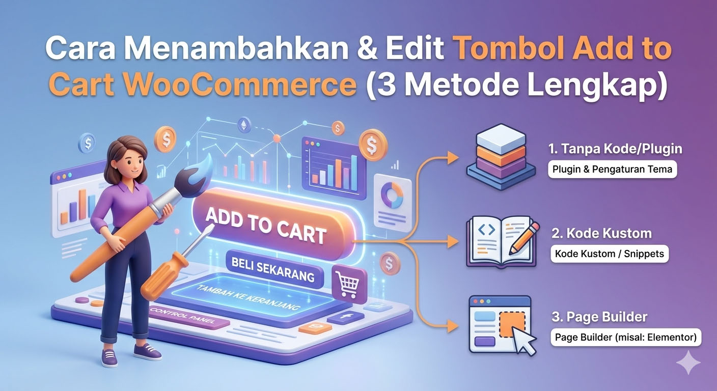 Cara menambahkan tombol Add to Cart WooCommerce untuk jasa website online store dengan plugin shortcode dan kode