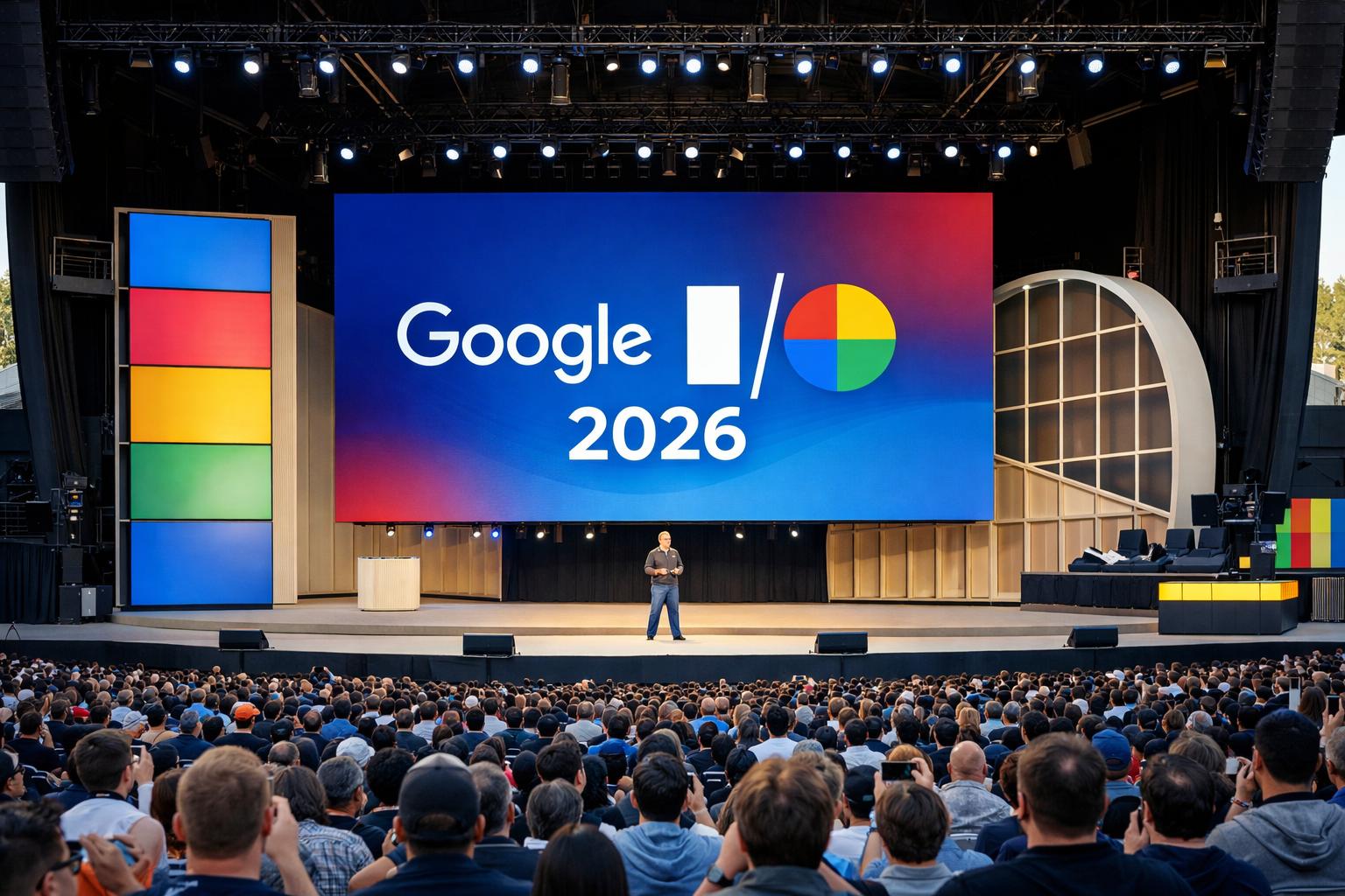 Google I/O 2026 - Agentic Gemini Era ilustrasi AI futuristik