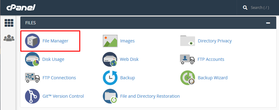 File Manager cPanel untuk memperbaiki error missing a temporary folder WordPress